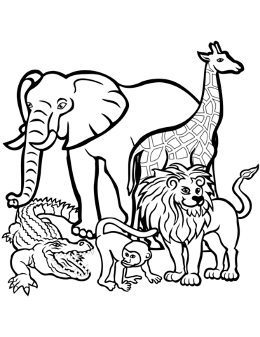 African Animals From Lions Coloring Page